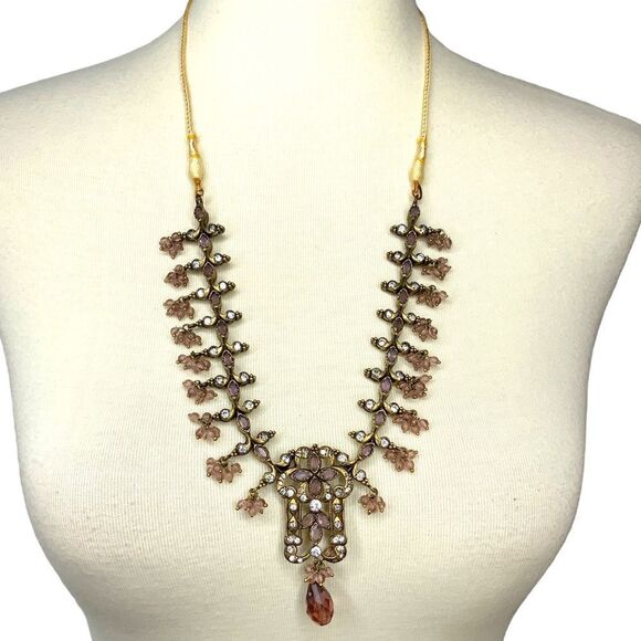 Jewelry - Rhinestone and beads brown & burgundy adjustable necklace
